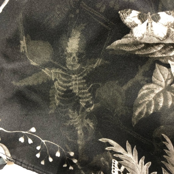 AllSaints Aislyn Evolution monochrome print ruffles moth skeleton mini dress 0 - Picture 5 of 12